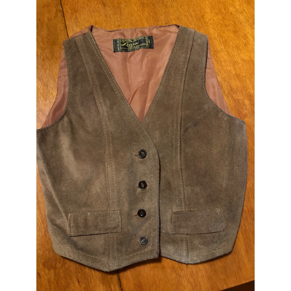 Learsi‎ Vintage Brown Suede Leather Vest Made in Argentina Western Boho XS